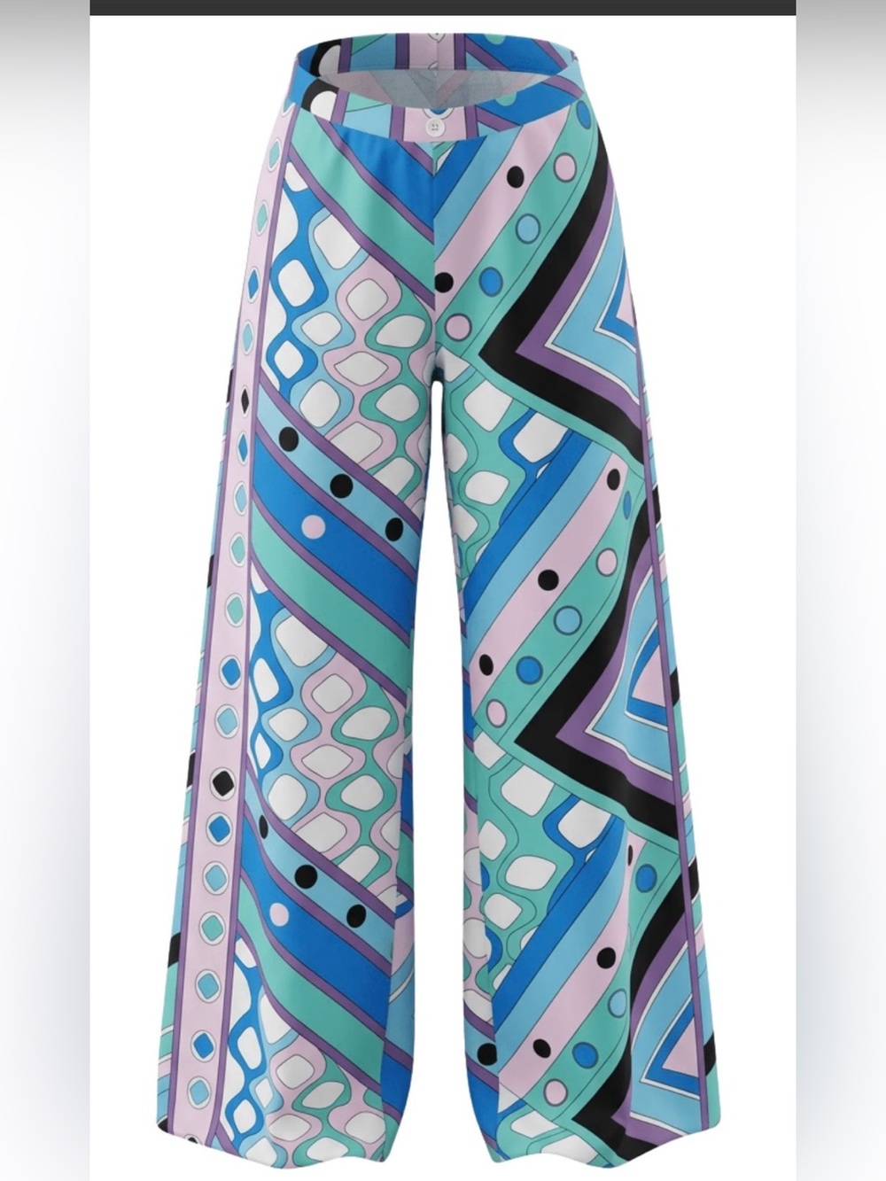 Pucci inspired wide leg Palazzo Pants - Aqua, lavender and pink.